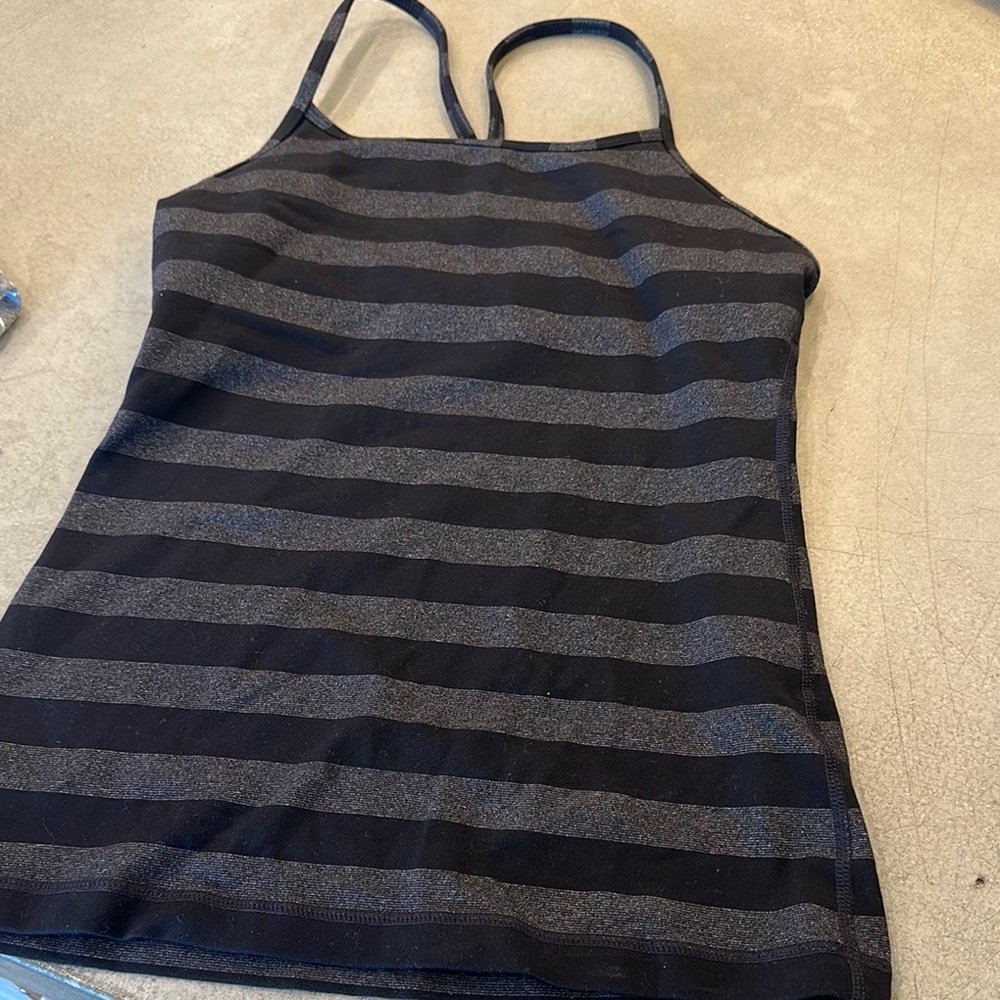 lululemon athletica Black and Gray Striped Camisole
